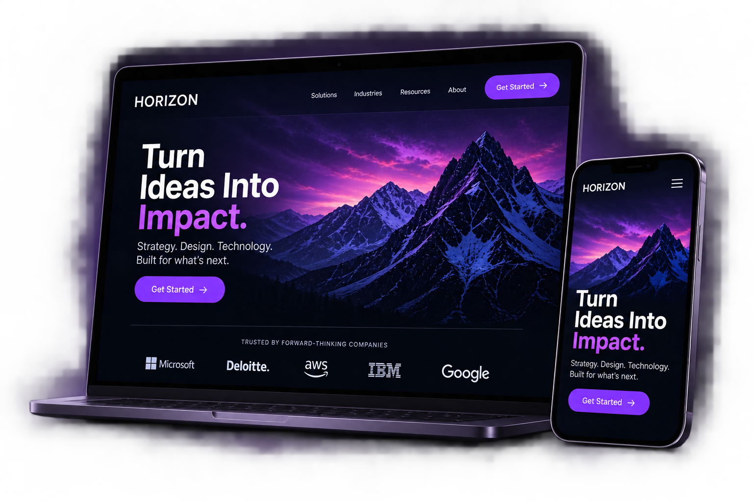 Horizon website design shown on laptop and mobile devices