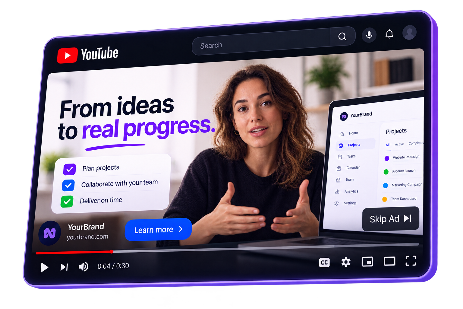 YouTube video ad creative