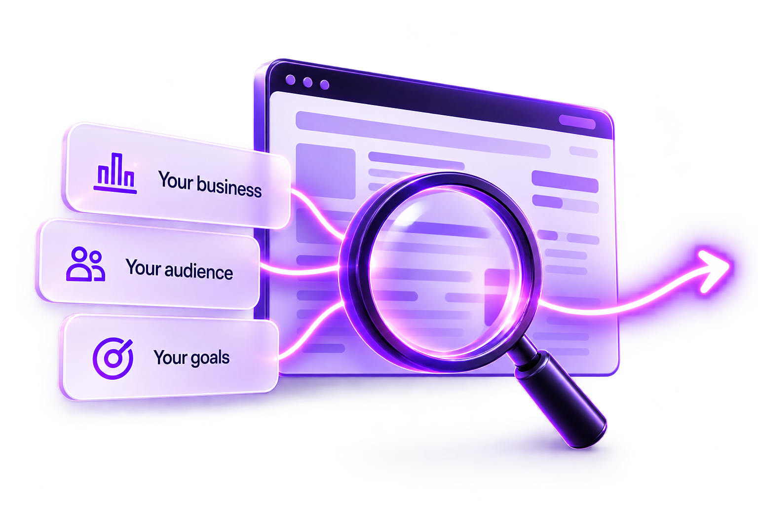 Illustration of research into a business, its audience and goals