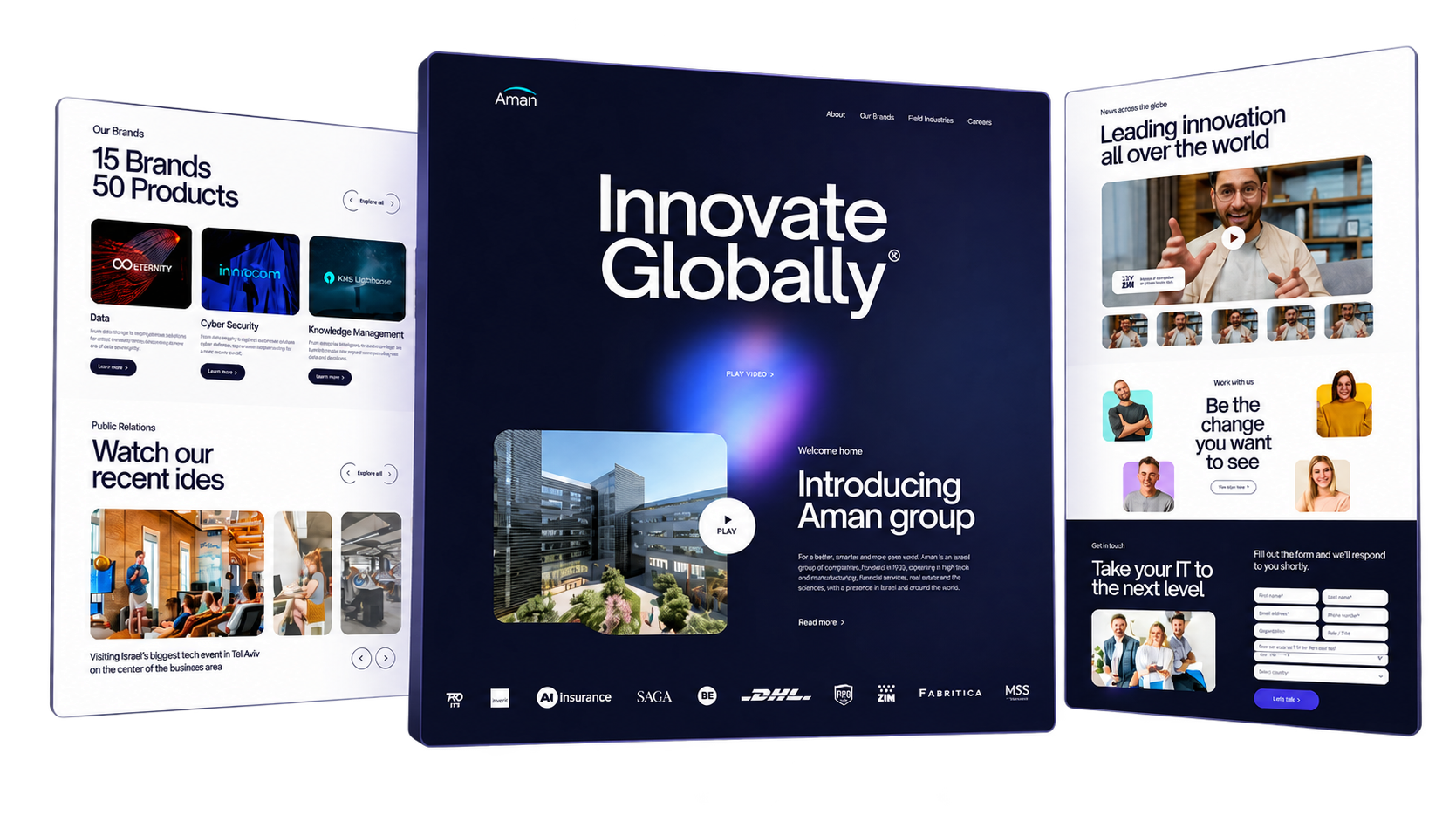 Aman Global website three-screen composition
